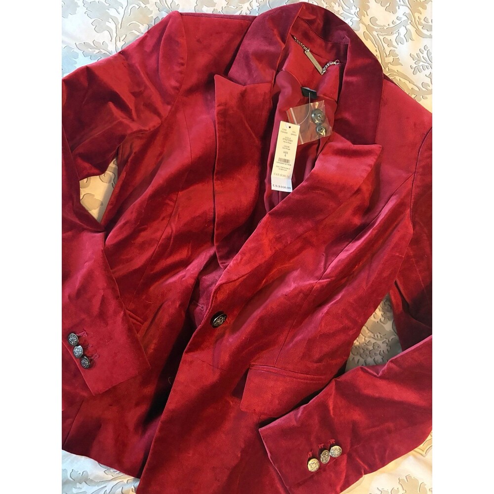 NWT White House Black Market Red Velvet Blazer